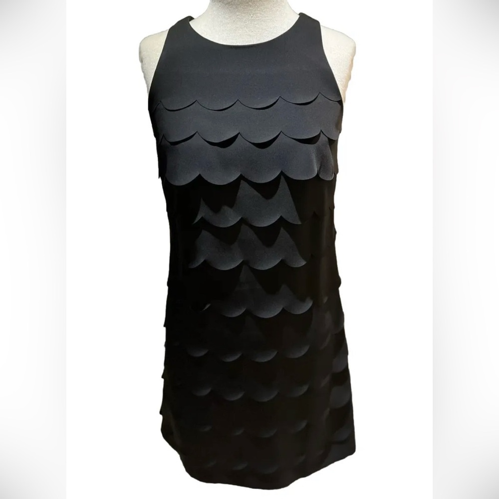 ♣️ White House Black Market Sleeveless Black Dress scalloped Tiered Size 2